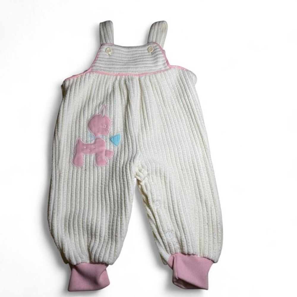 VTG Thomas Baby Girls Outfit 6-9M Cream Pink Trim Coquette Grandmacore Preppy